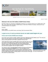 Cover of BOEM Science Notes June 2013