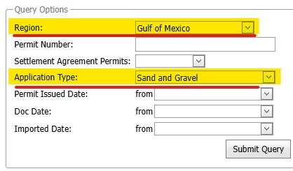 Screenshot hightlighting the query option box and the minimum required fields 