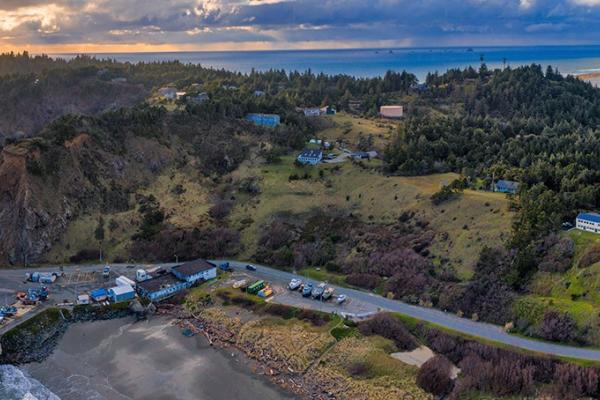 coastline with boat launch