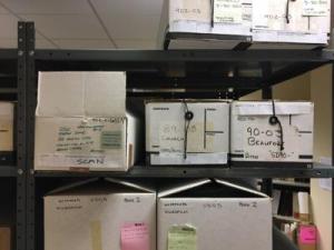 ANCHORAGE, Alaska -- Boxes of old records fill a storage room at the BOEM’s Alaska OCS Region office here November 2023. Staff at BOEM are engaged in a long-term initiative to digitize these old records, making them accessible electronically and thus more useful in research. BOEM photo by Ashley Ace.