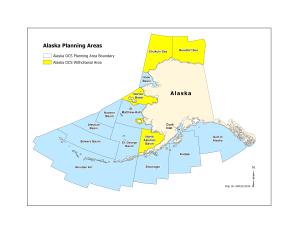 Map title Alaska Planning Areas showing the state of Alaska and its OCS areas.